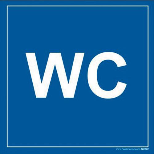 Panneau signalisation WC PVC Bleu 350x350mm Carré - Indication Intérieur/Extérieur - Fixation Facile