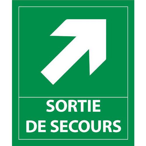 Panneau Sortie Flèche Haut Droite 300 X 250 Mm Vinyle
