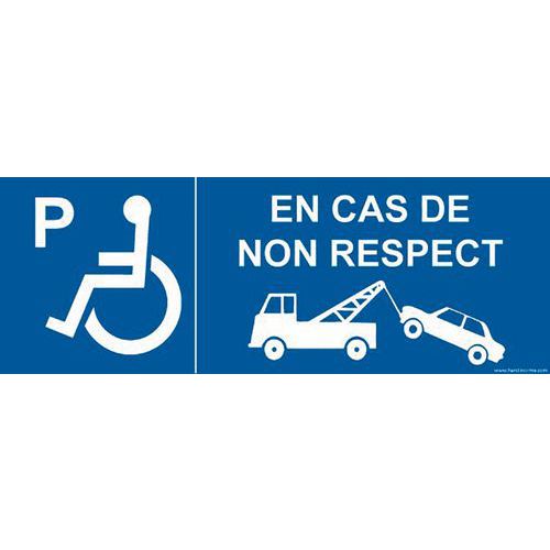 Signalisation P Handicapé Cas De Non Respect Pvc 350x125mm
