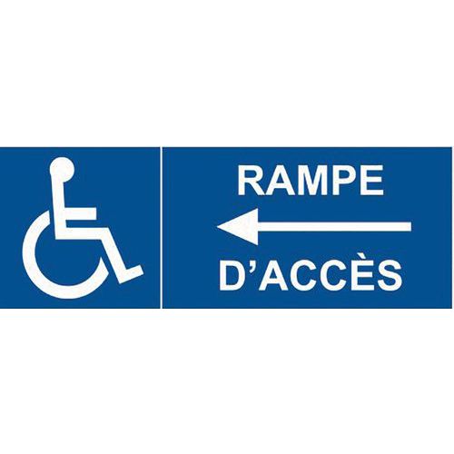 Signalisation Rampe Accès Gauche Handicapé Pvc 350x125mm