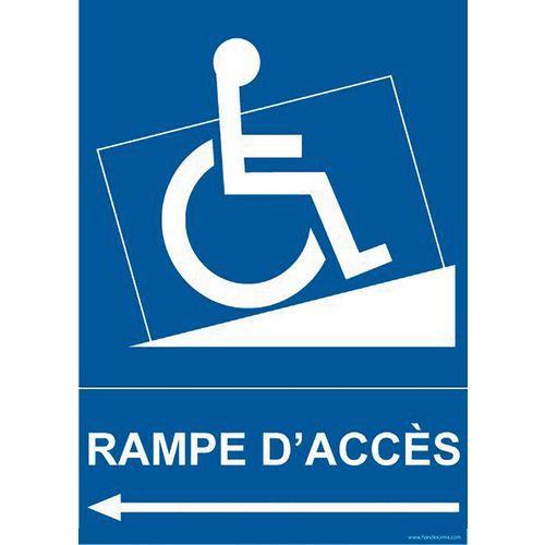 Panneau Handicapé Rampe Accès Flèche Gauche Pvc 300x420mm