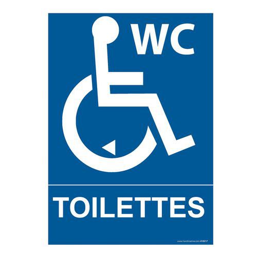 Panneau WC handicapé Vinyle Bleu Blanc 150x210mm Adhésif Intérieur Accessibilité