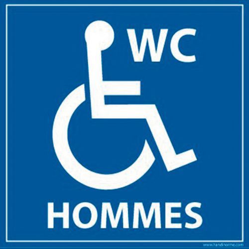 Panneau Signalisation Wc Hommes Handicapé Vinyle 125x125mm