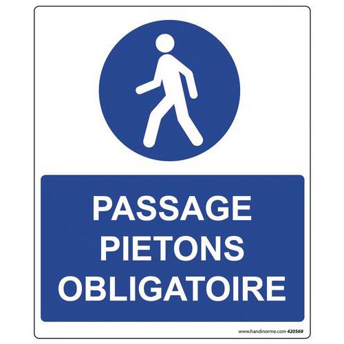 Panneau Rectangulaire Passage Piéton Obligatoire Vinyle