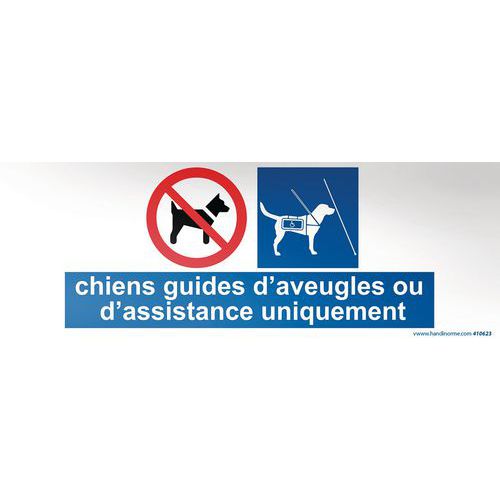 Panneau Chiens Guides Uniquement Vinyle 210x75mm