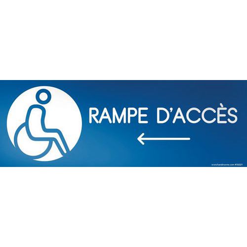 Panneau Design Accès Gauche+picto Handicapé Vinyle 350x125mm
