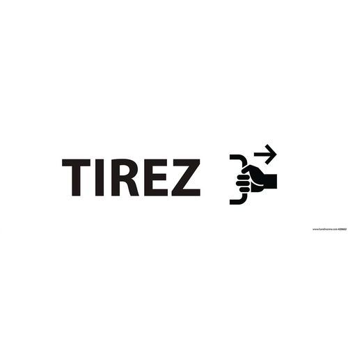 Signalisation D'information Tirez 210x75mm Vinyle Blanc