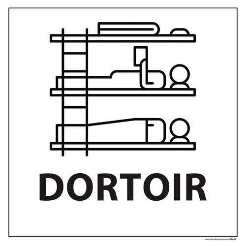 Signalisation information dortoir fond blanc 250 x 250 mm Signalisation information dortoir fond blanc 250 x 250 mm