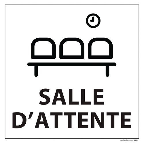 Signalisation Salle D'attente Fond Blanc 250x250mm Vinyle