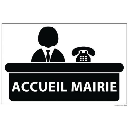 Signalétique Accueil Mairie Fond Blanc 300x200mm Vinyle