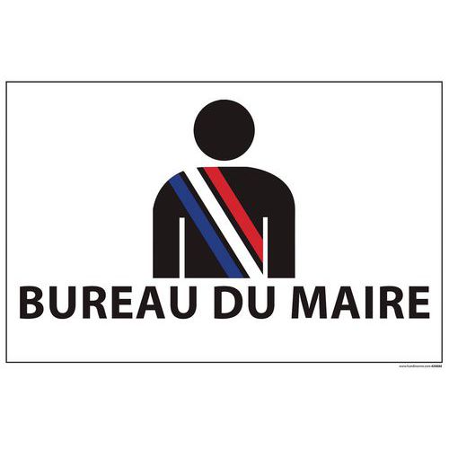 Signalisation Bureau Du Maire Fond Blanc 300x200mm Pvc