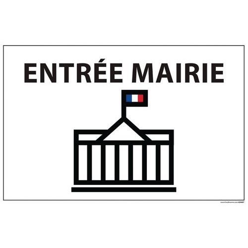 Signalisation Entrée Mairie Fond Blanc 300x200mm Vinyle