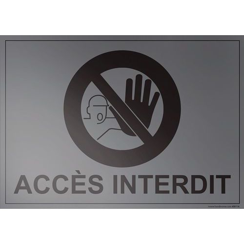 Plaque Interdit d'Accès ABS Gris 140x100mm - Signalisation Durable et Recyclable - Fixation Facile
