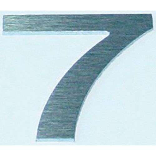 Chiffre relief aluminium brossé n°7 - Adhésif 75mm - Gris - Accessibilité handicapé