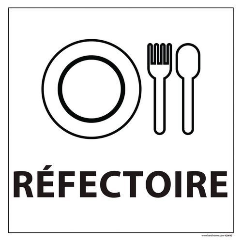 Signalisation information réfectoire fond blanc 250 x 250 mm Signalisation information réfectoire fond blanc 250 x 250 mm