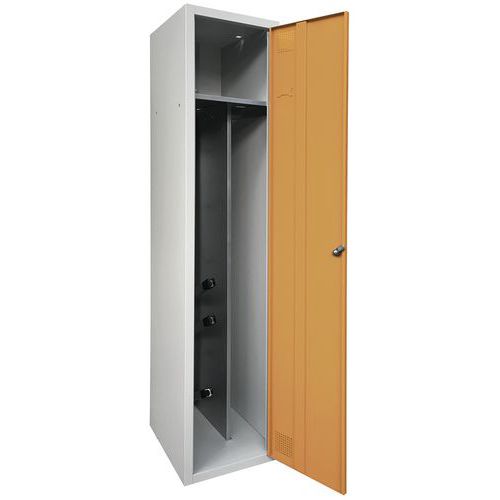 Akaze - Vestiaire Industrie Salissante 1 Colonne Orange - 3 Casier Penderie - Acier Laqué Gris Clair - 180x40x50cm - Monté