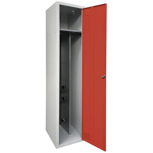Akaze - Vestiaire Industrie Salissante 1 Colonne - Acier Rouge/Gris Clair - 3 Casier/Penderie - Cadenas - 1800x400x500mm