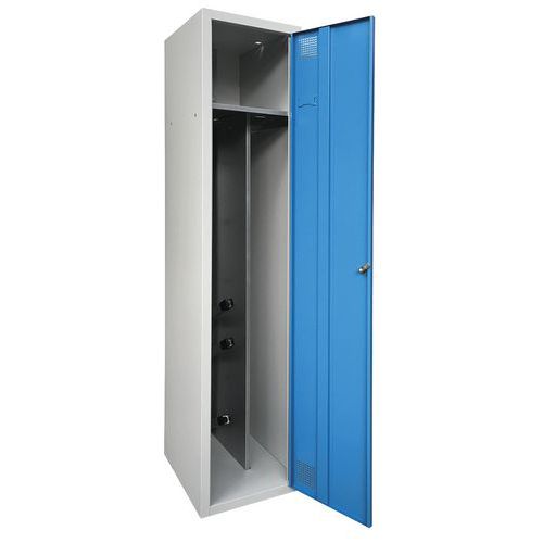 Akaze - Vestiaire Industrie Salissante 1 Colonne Bleu - 3 Casier Penderie - Acier Laqué - 1800x400x500mm - Séchage 300m³/h