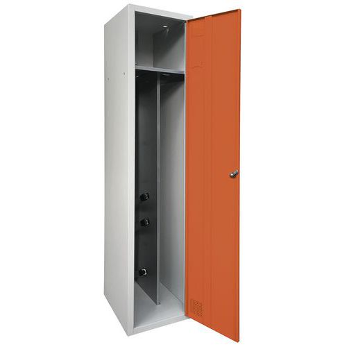 Akaze - Vestiaire Séchant Industrie Salissante 1 Colonne - 3 Casier Orange Clé - Acier Gris Clair 180cm