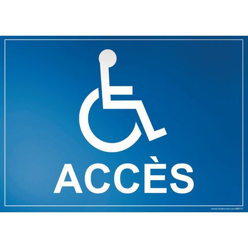 Plaque gravée accès + picto handicapé fond:blanc