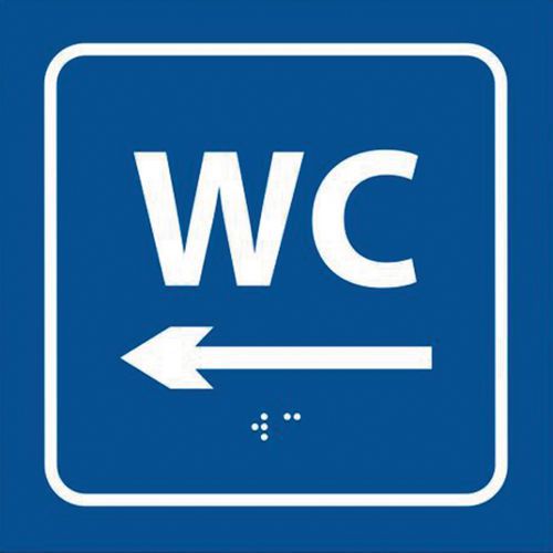 Panneau En Relief Et En Braille Wc Flèche Gauche Bleu