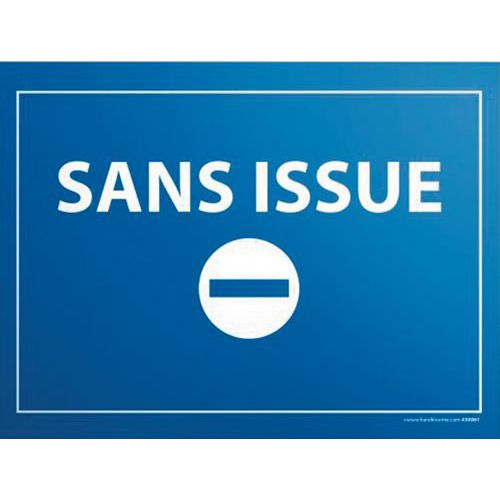 Plaque gravée sans issue fond bleu - Panneau signalisation indication ABS 140x100mm - Fixation vis/colle - Recyclable