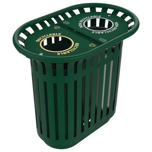 Poubelle Tulipe 2 X 40 L Couvercle 2 Seaux Vert Mousse 6005