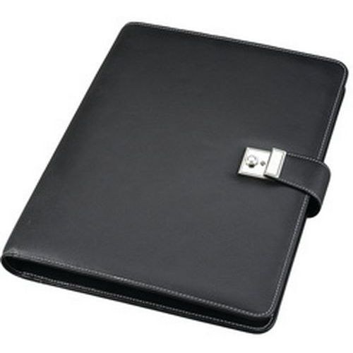 Porte-documents A4 Cuir Nappa Noir - 5 Pochettes - Capacité 10 Vues - Classement Professionnel