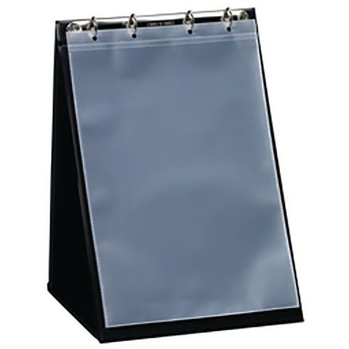 Chevalet de table A4 noir - 10 pochettes, 20 vues - Polypropylène résistant