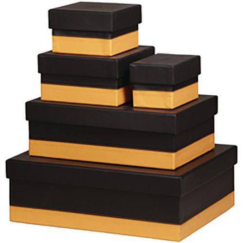 Kit De 5 Boîtes De Rangement En Similicuir Noir