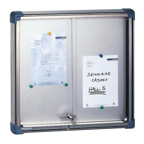 Ulmann - Vitrine Murale Inox Affichage Intérieur - 15 Feuilles Magnétiques - 115x99cm - Gris