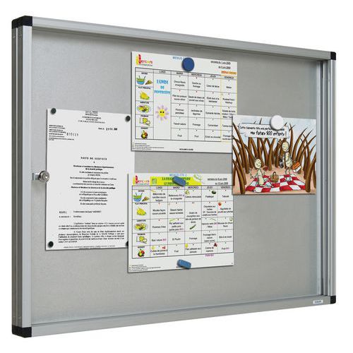 Ulmann - Vitrine Murale Extérieure Basic Gris 65x48cm - 4 Feuilles Magnétiques - Éco-responsable