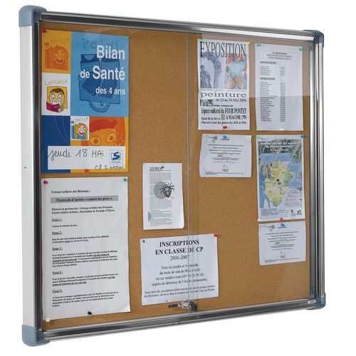 Ulmann - Vitrine Murale Inox Fond Liège Porte Coulissante - 115x99cm - 15 Feuilles - Intérieur