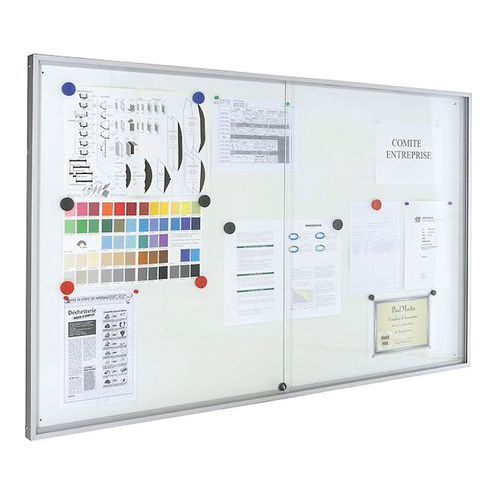 Planorga - Vitrine Murale Millénium Fond Tôle - 95x112 cm - 15 Feuilles A4 Magnétique - Intérieur Gris