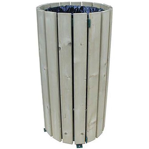 Procity - Poubelle d'extérieur Genève 100L Bois Naturel - Grande Capacité 100L - Usage Collectivité - Garantie 3 Ans