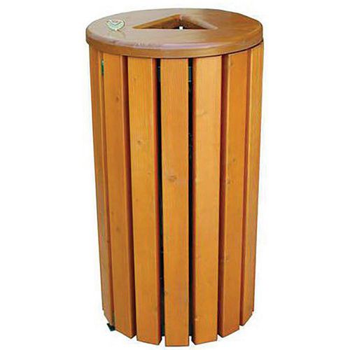 Procity - Poubelle d'extérieur Genève 100L Acajou Bois - Grande Capacité 100L - Usage Collectivité - Garantie 3 ans