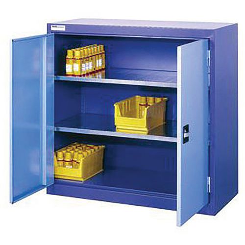 Thurmetall - Armoire d'atelier basse 100x100x50cm Bleu pigeon/bleu clair - 2 portes battantes - Acier - Charge 500kg - Verrouillage à clé