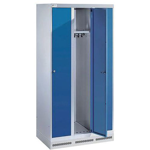 Thurmetall - Armoire Vestiaire Industriel 3 Compartiments - Acier Gris/Bleu - 900x500x1800mm - Serrure à Clé - Livré Monté
