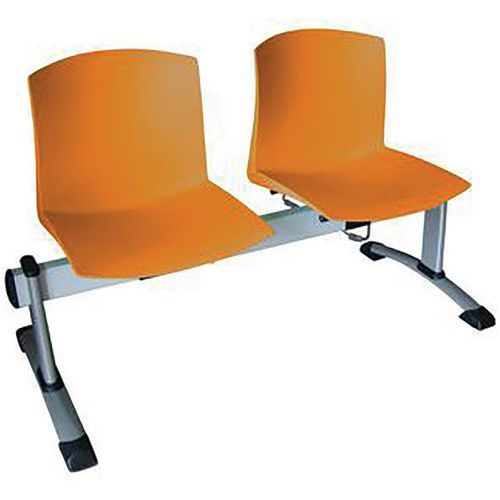 Banquette POOL 2 places Orange - Coque structurée Gris - Assise 46cm - Design moderne