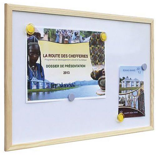 Lot de 5 - Panneaux D'affichage Cadre Bois Fond Laqué Blanc 40 X 60
