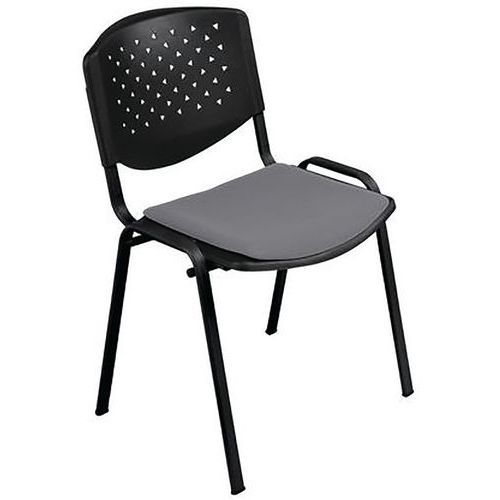 Chaise Prisma Empilable Assise Tissu Gris Piétement Noir 5 Ans Garantie