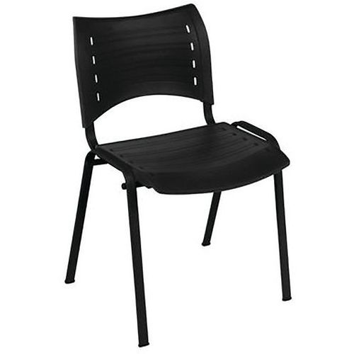 Chaise Brady Piètement Noir Assise/Dossier Noir Empilable Polypropylène Métal 4 Pieds