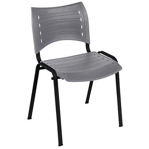 Chaise Brady Piètement Noir Assise/Dossier Gris Empilable Métal Polypropylène 4 Pieds
