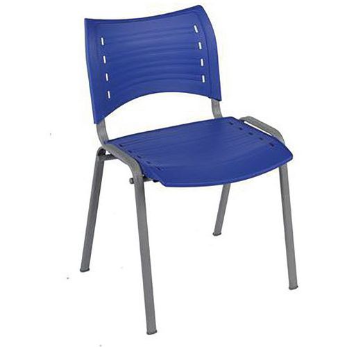 Chaise Brady Polypropylène Bleu Empilable - Piétement Aluminium Gris - 4 Pieds - Confort et Durabilité