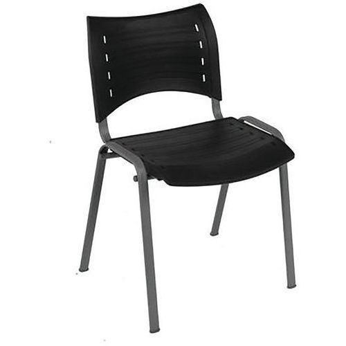 Chaise Brady Polypropylène Gris Empilable 4 Pieds Métal - Confort et Durabilité