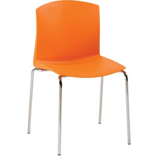 Chaise POOL 4 pieds chromés coque Orange - Empilable - Assise Polypropylène - Idéale Réunion