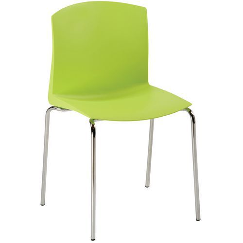 Chaise POOL 4 pieds chromés coque Pistache - Empilable et Confortable - Idéale Réunion