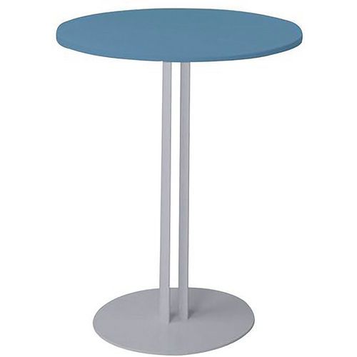 Table Roxane Piètement 2 Tubes Ø 60 Cm Cèdre Bleu/ Gris