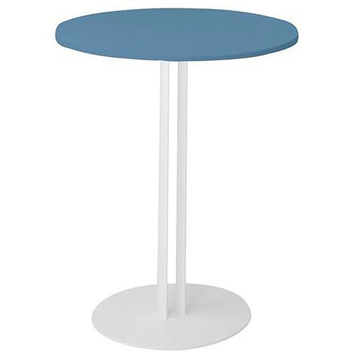 Table Roxane Piètement 2 Tubes Ø 60 Cm Cèdre Bleu/ Blanc