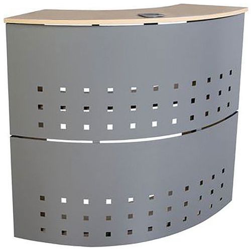 Ulmann - Banque d'accueil courbe Hêtre/Gris - 125x38x106 cm - Ergonomique 5 ans garantie